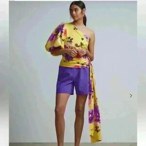 New‎ York & Company Floral-Print One-Shoulder Bow-Waist Top